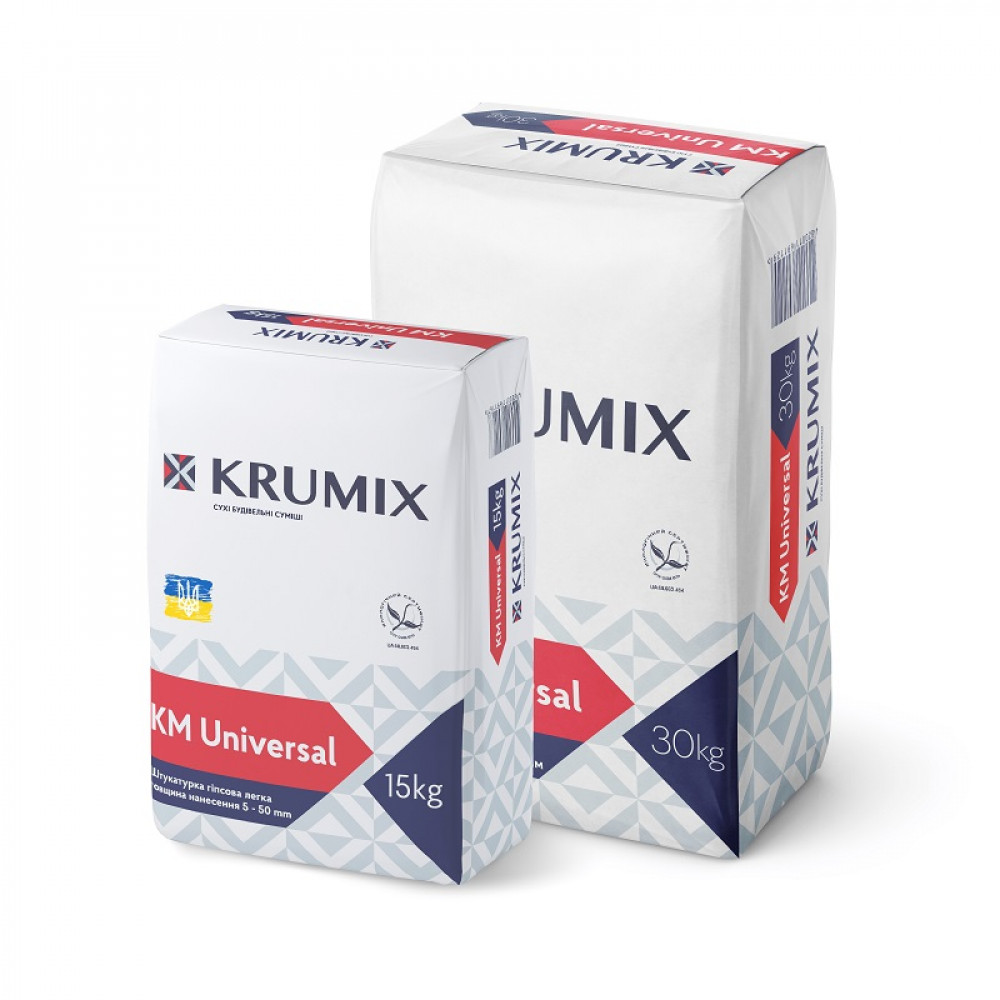 Штукатурка гіпсова KRUMIX KM Universal легка, 30кг