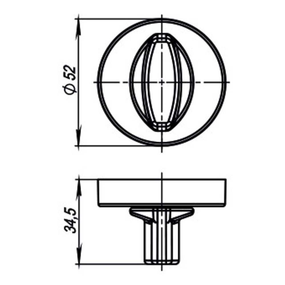 Ручка поворотна BK6.R.URS52 (WC-BOLT BK6 URS) BL-26 чорний