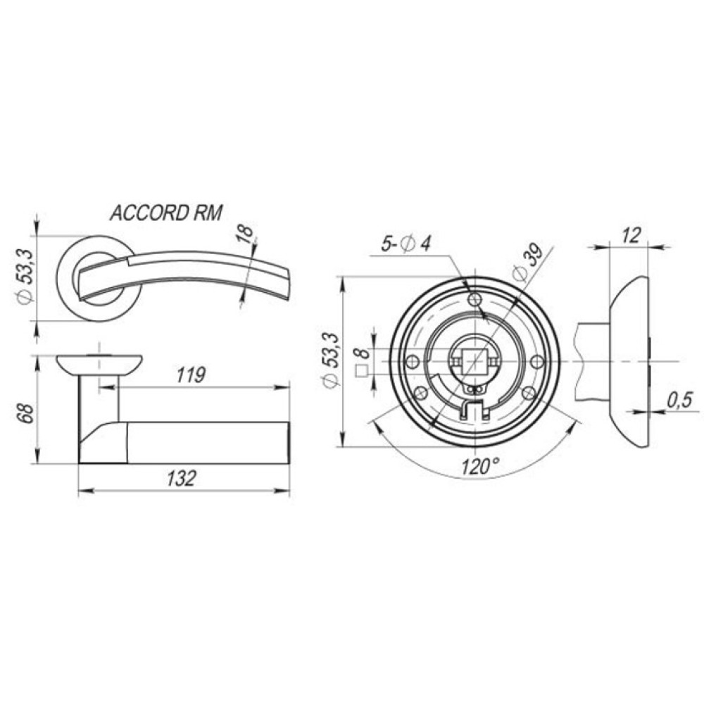 Ручка роздільна R.RM54.ACCORD (ACCORD RM) SN/CP-3 матовий нікель/хром