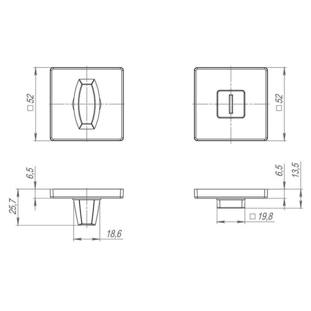 Ручка поворотна BK6 SL CP-8 Хром