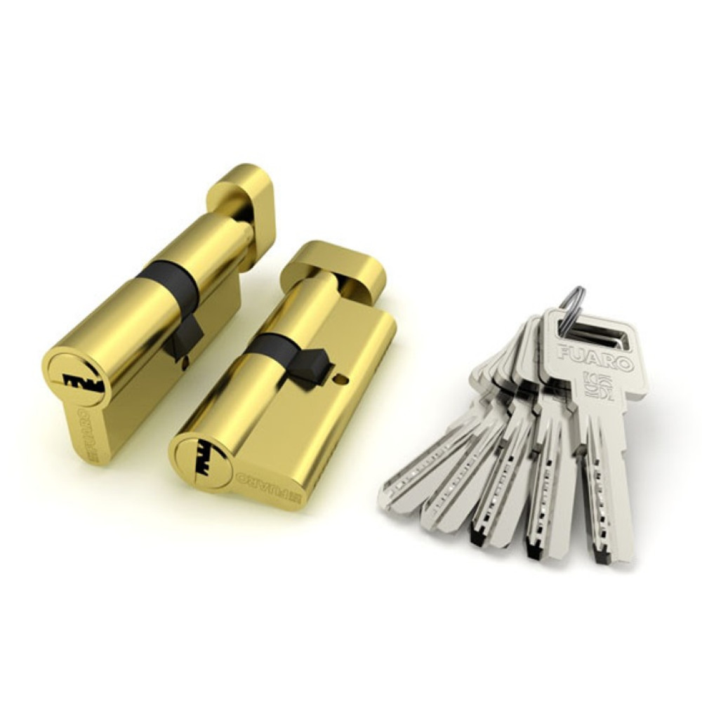 Циліндровий механізм FUARO (R602/70) R6002Knob70(30+10+30) PB латунь 5Key з вертушкою